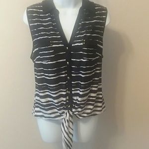 Tie Front, Sleeveless Blouse